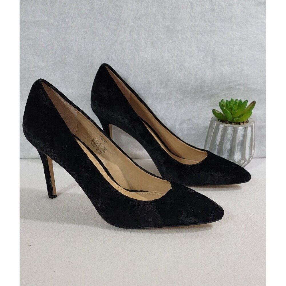 GILI Womens Black Velvet Alecia‎ Pumps Shoes High Heels Pointed Toe Size 9M - Picture 2 of 13